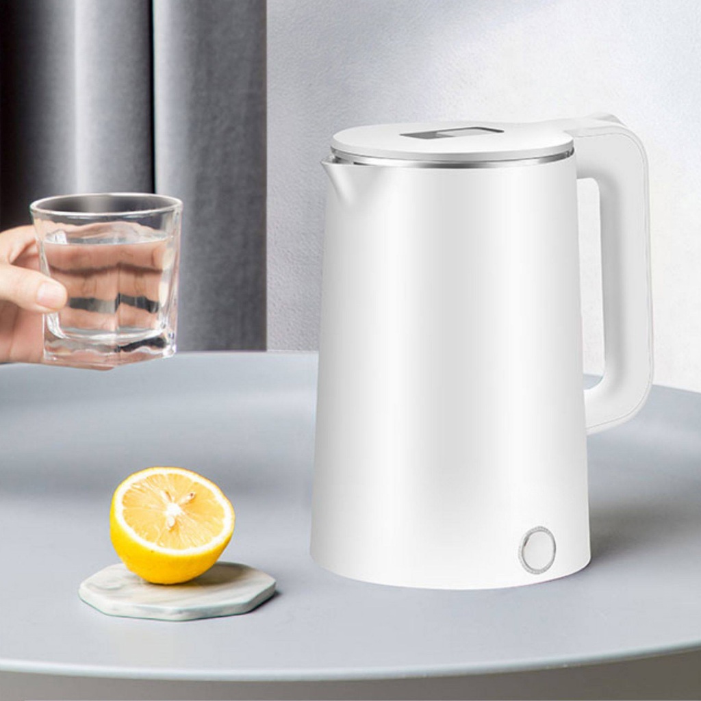 Chaleira Elétrica Jarra Térmica Inox 1,6L 1200W Bule Com Tampa 127V/220V Branca Rápida Ferve