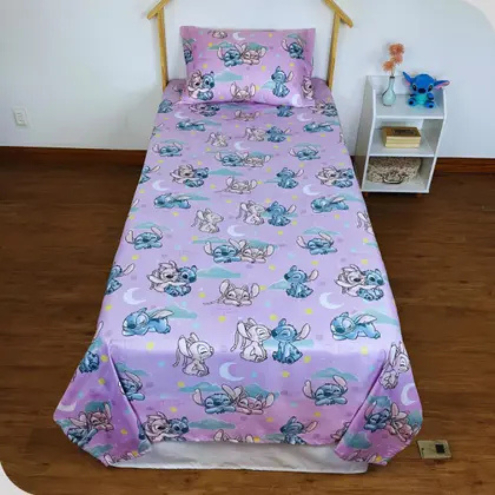 Edredom Infantil Lepper Dupla Face Cama Solteiro Personagens Spider Man Stitch Menino Menina Macio Cobre Leito