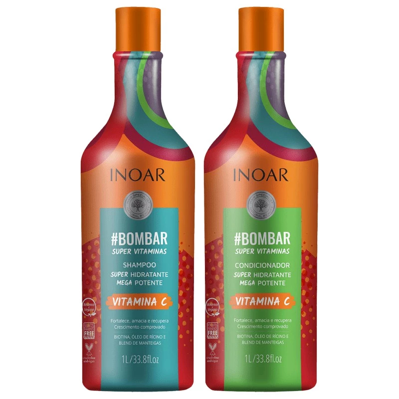 Kit Inoar Bombar Super Vitaminas Shampoo e Condicionador 2L em Oferta na Shopee
