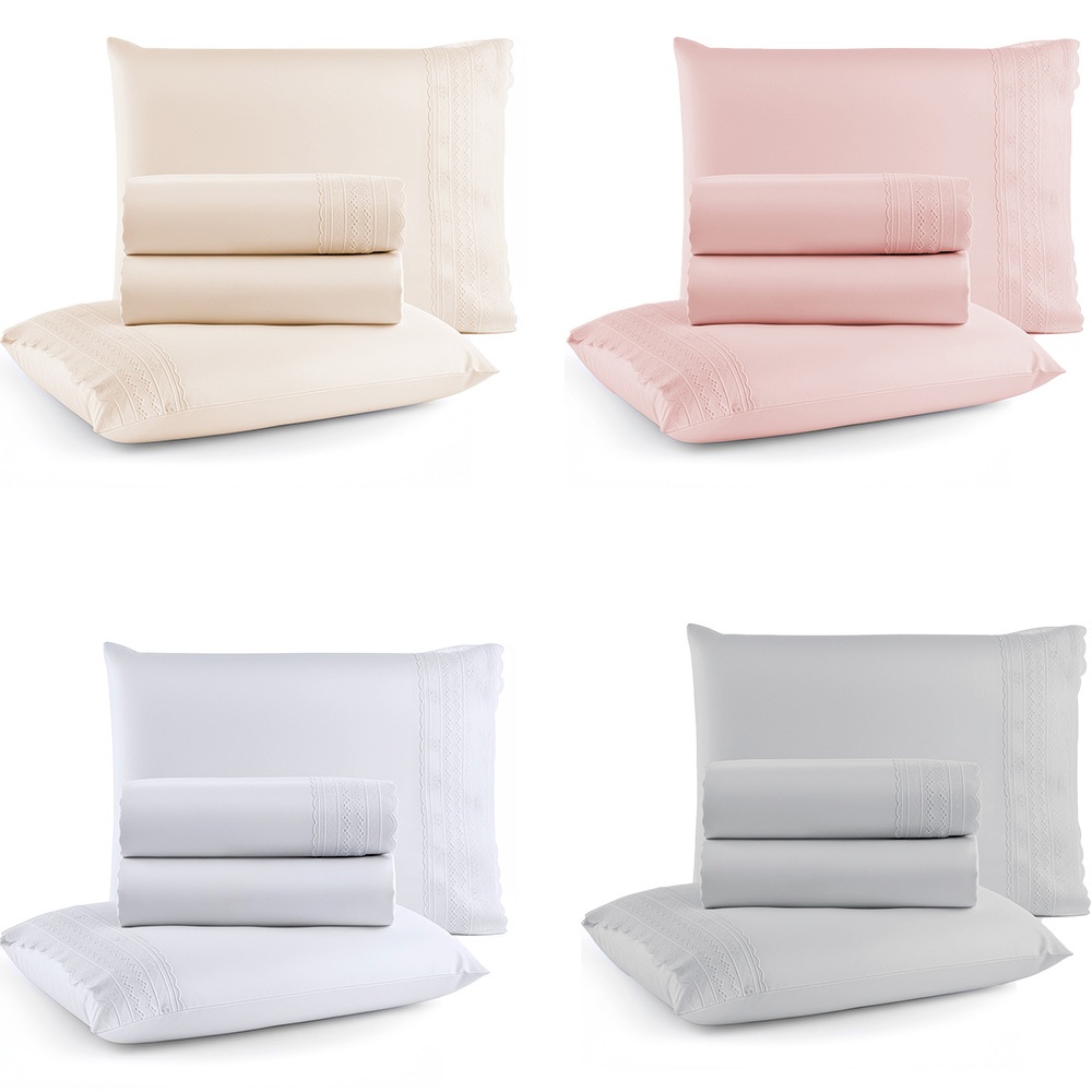 Jogo de Cama Lençol King Micro Percal 300 fios com 4 Peças Premium - BF Colchões em Oferta na Shopee