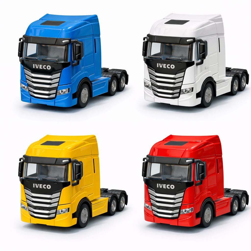 Miniatura Caminhão Iveco Stralis Hi-Way Trucado 1:50 – Diecast com Som, Luz e Fricção | Caixa Display Premium