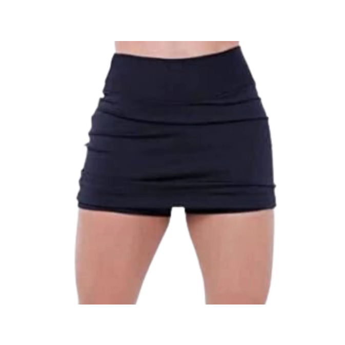 Shorts Saia Para Academia Suplex Cós Alto Preta Lisa Super Confortável - não fica transparente e não marca celulite em Oferta na Shopee
