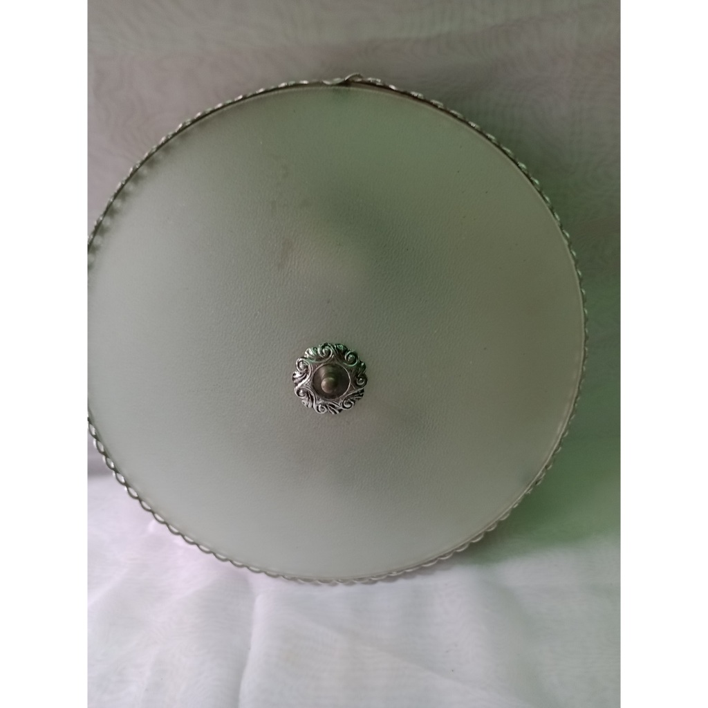 Luminária Antiga Teto Vidro e Aluminio/Ler Descrição