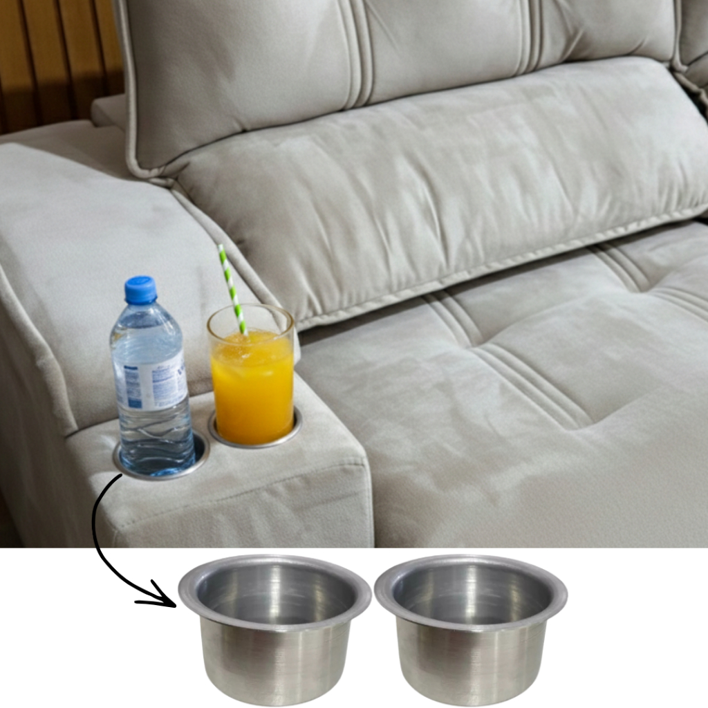 Porta copo Embutido Alumínio 8cm Multiuso Sofá Lancha Barco Suporte Bebida Para Mesa De Bilhar Poltronas Modelo Novo
