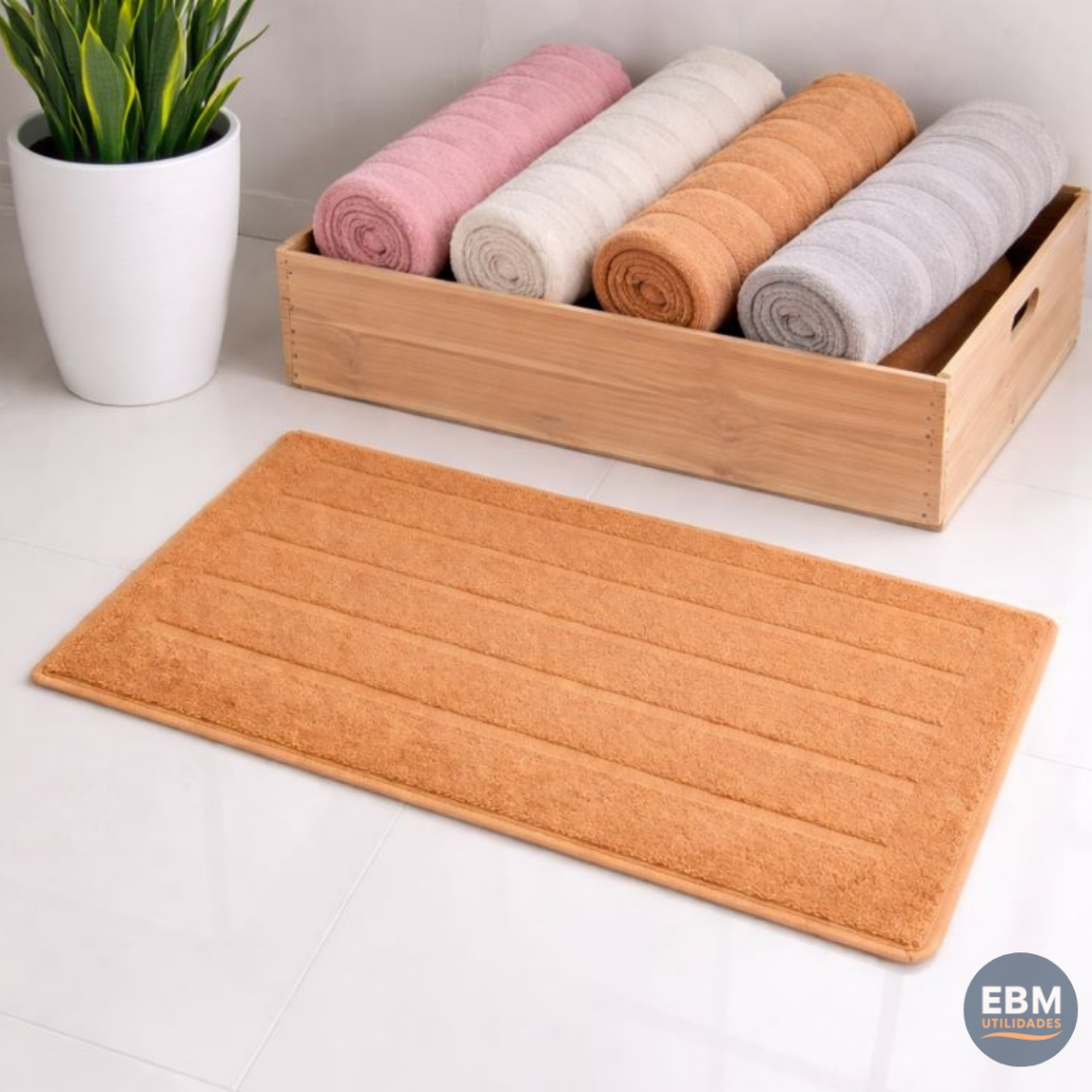 Tapete Retangular Algodão Para Banheiro Higiênico Absorção 60x40cm