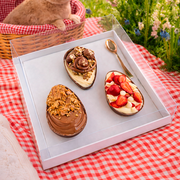 KIT 5~20 Caixa para Ovo de Colher Gourmet Trio M 100/150g Forma Bwb Páscoa