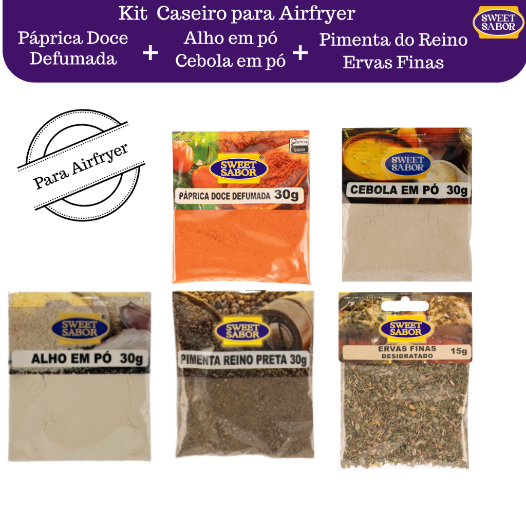 Kit Airfryer Caseiro com 5 Temperos
