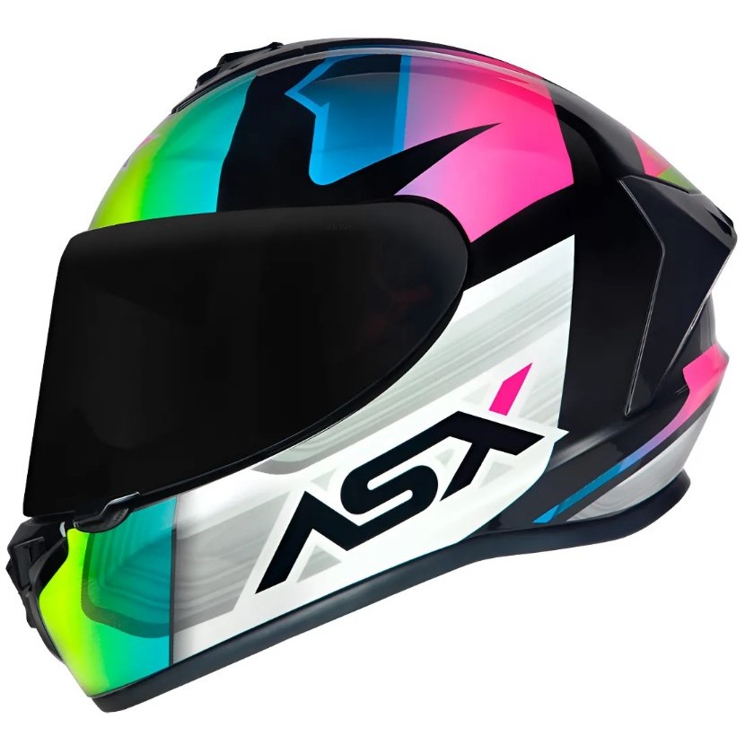 CAPACETE ASX DRAKEN STRIKER PROMOÇÃO AMARELO/ROSA + VISEIRA CRISTAL + BAVETE E NARIGUEIRA OFERTA