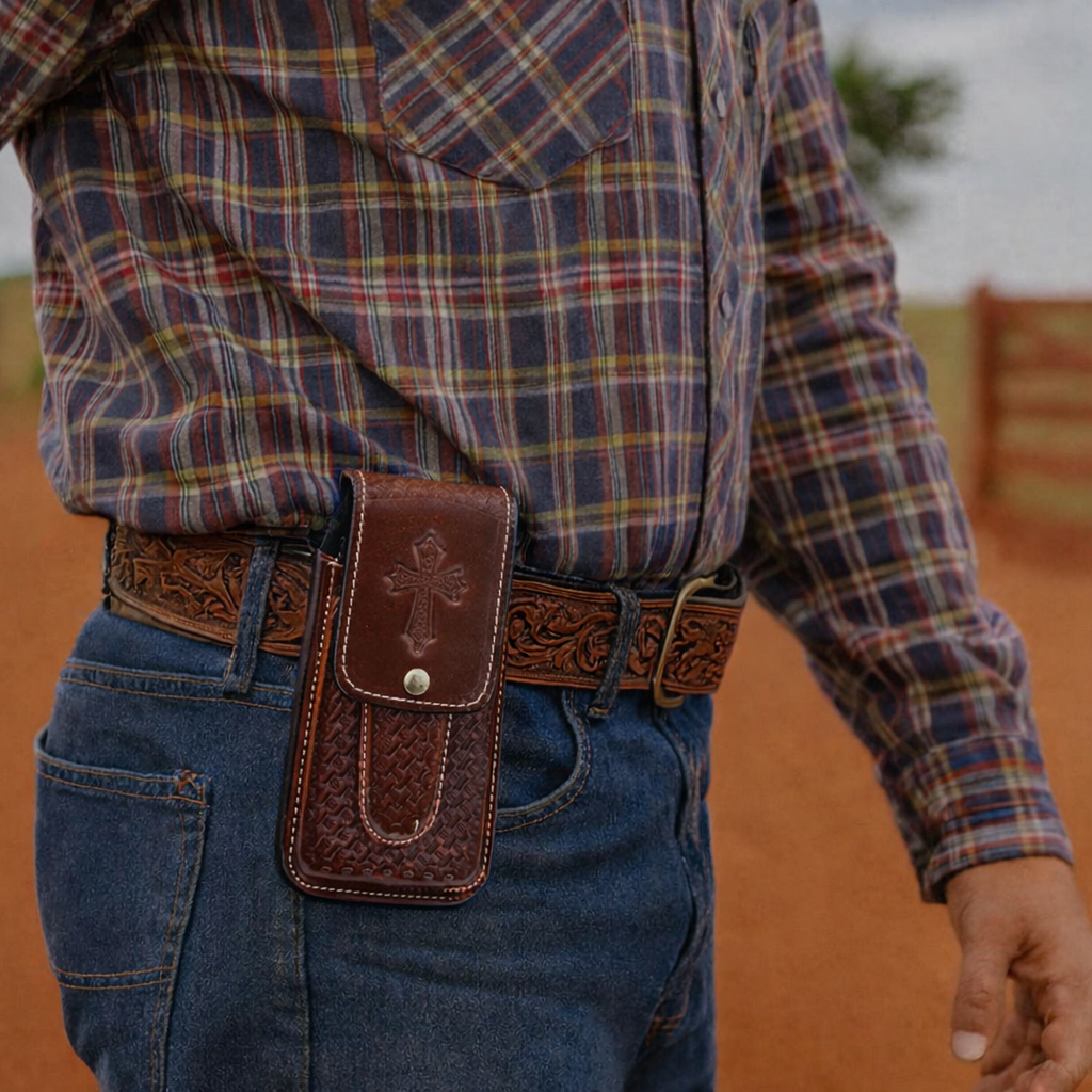 Capa De Celular Conjugada Com Bainha De Canivete Promoção Couro Legítimo. em Oferta na Shopee