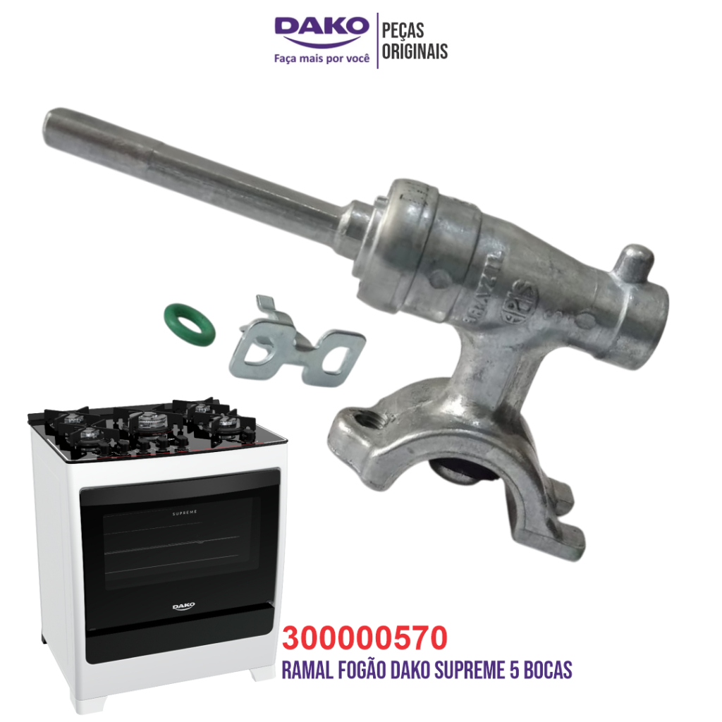 RAMAL FOGÃO DAKO SUPREME 5 BOCAS MESA DE VIDRO (300000570) ORIGINAL