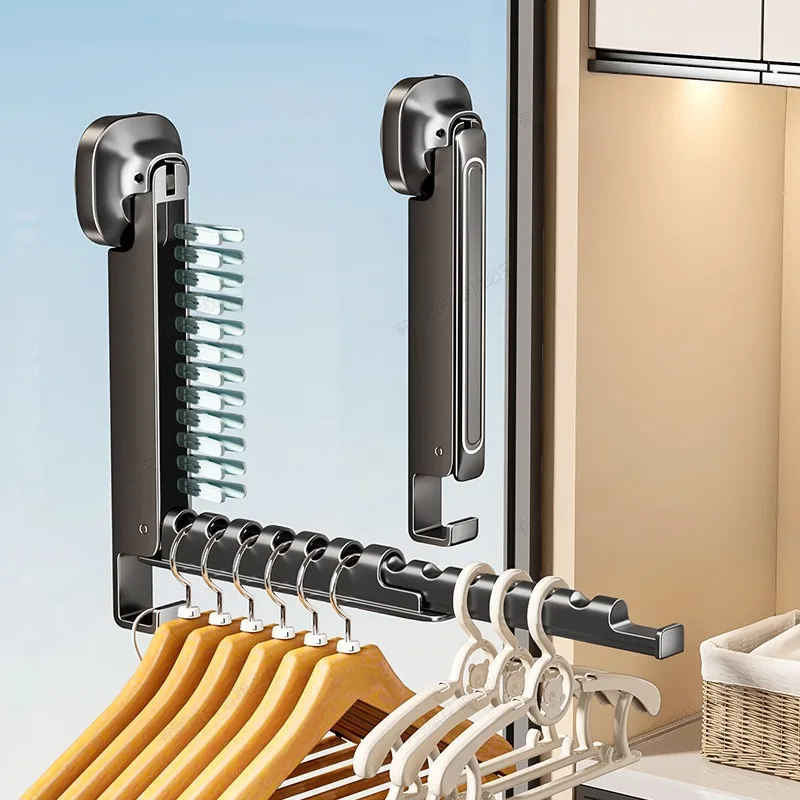 Varal de Parede Dobrável Suporte Para Cabide Retrátil Com Ventosa Sem Furo