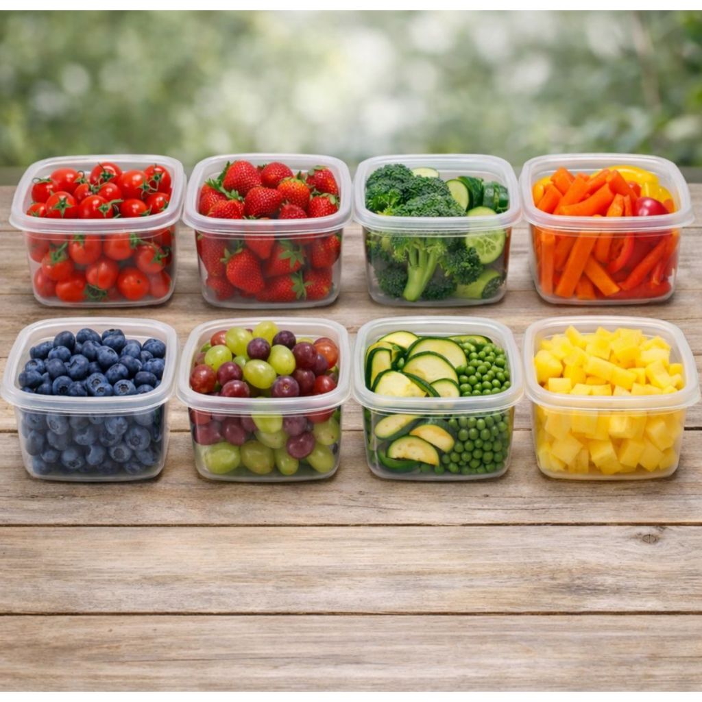 Kit Conjunto 10 Potes Plástico 900 ML Transparente Com Tampa Marmita Fit