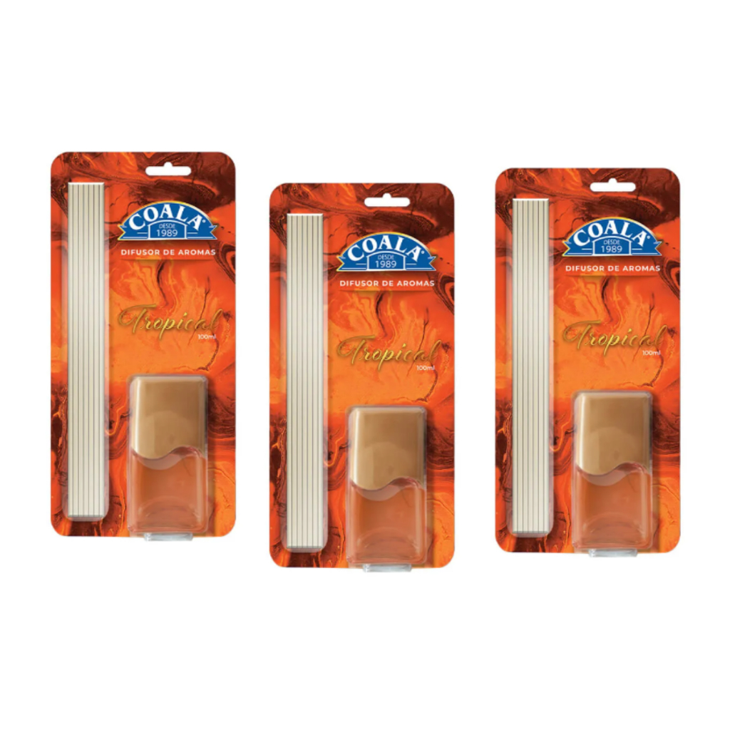 Kit 3 Unidades Difusor Tropical Coala Home 100ml Aromatizador Para Casa Ambiente Com Varetas em Oferta na Shopee