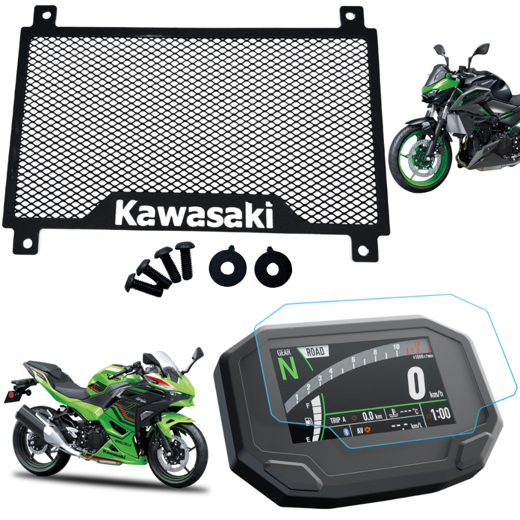 Protetor Radiador + Pelicula Painel Z500 / Ninja 500 SE Kawasaki Z-500 Proteção
