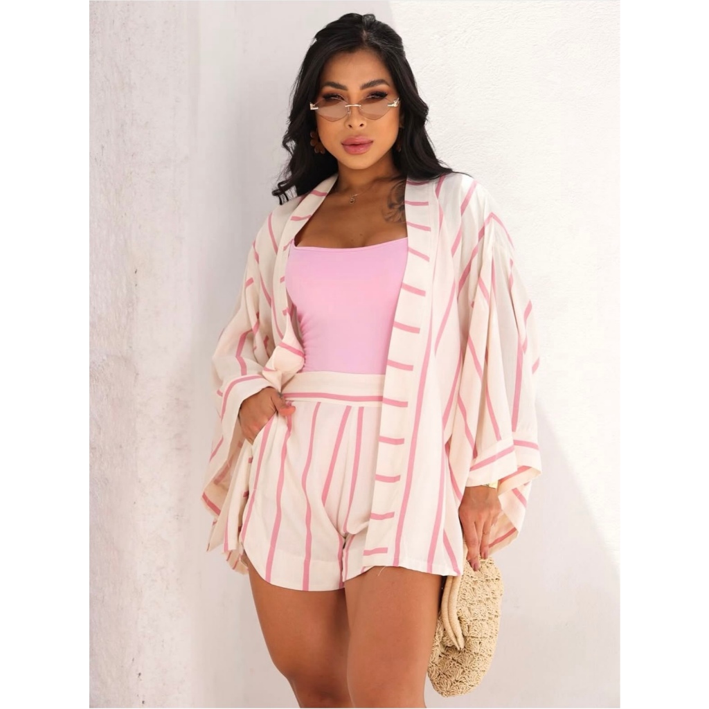 Kimono + Shorts Feminino Conjunto