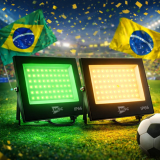 Kit 2 Holofote Refletor LED 200W Verde Branco Quente IP66 Bivolt Jardim Externo Paisagismo em Oferta na Shopee