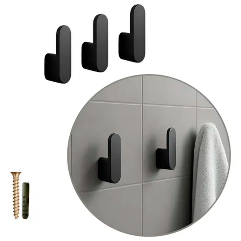 Kit 3/6/12 Ganchos de Parede com Parafuso Multiuso | Suporte Resistente para Banheiro e Cozinha