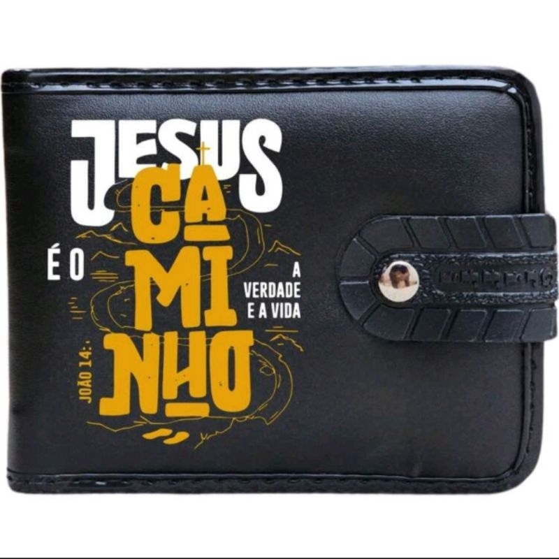 Carteira Masculina e Porta Cartão Casual JEUS É O CAMINHO Porta Rg CNH e Documentos