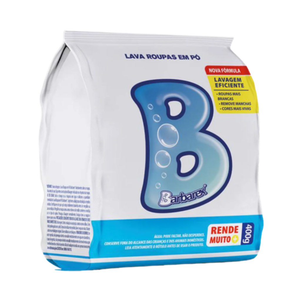 Sabão Pó Lava Roupas Remove Manchas Economico Barbarex 400g