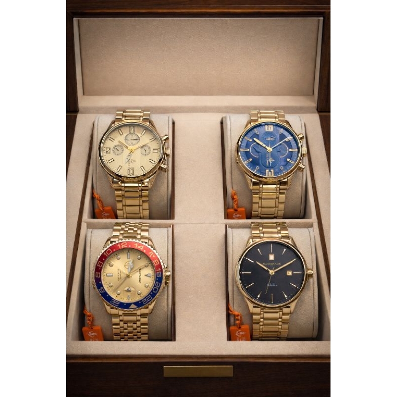 Relógio Masculino luxo a prova d água + corrente banhada ouro Aço