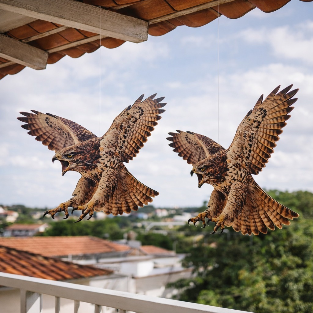 Kit 2 GAVIÕES Espantalho Espanta Aves Pombos Pardais Suspenso PVC Presença Predador Decoração Águia - 2D em Oferta na Shopee