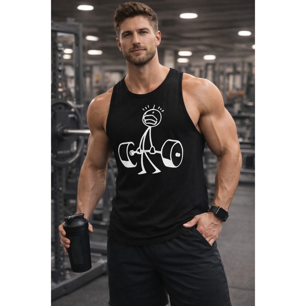 POLAR BEAR Regata Overzide Casual Algodão Estilo Machão Estampado Gym Pass
