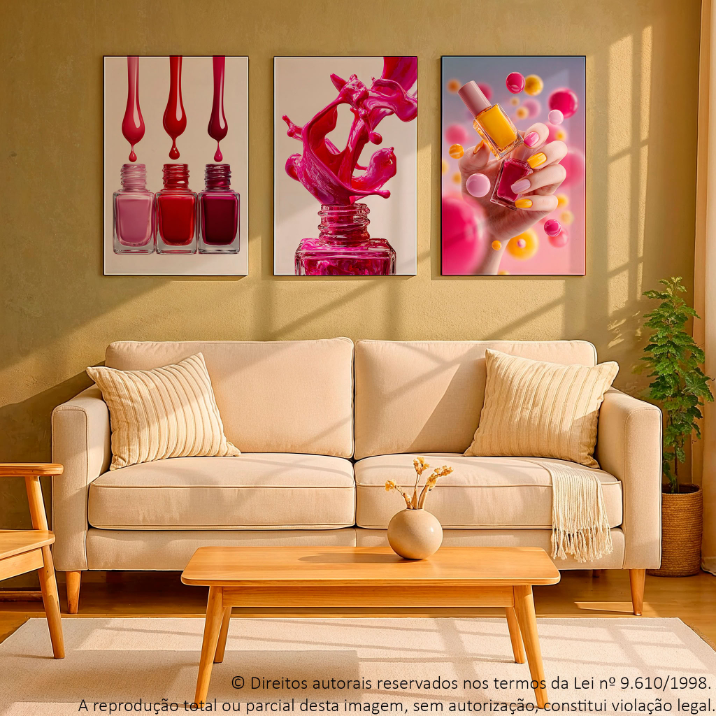 Kit 3 Quadros Decorativos Placa Decorativa Manicure – Quadro Nail Designer Salão de Beleza Profissão