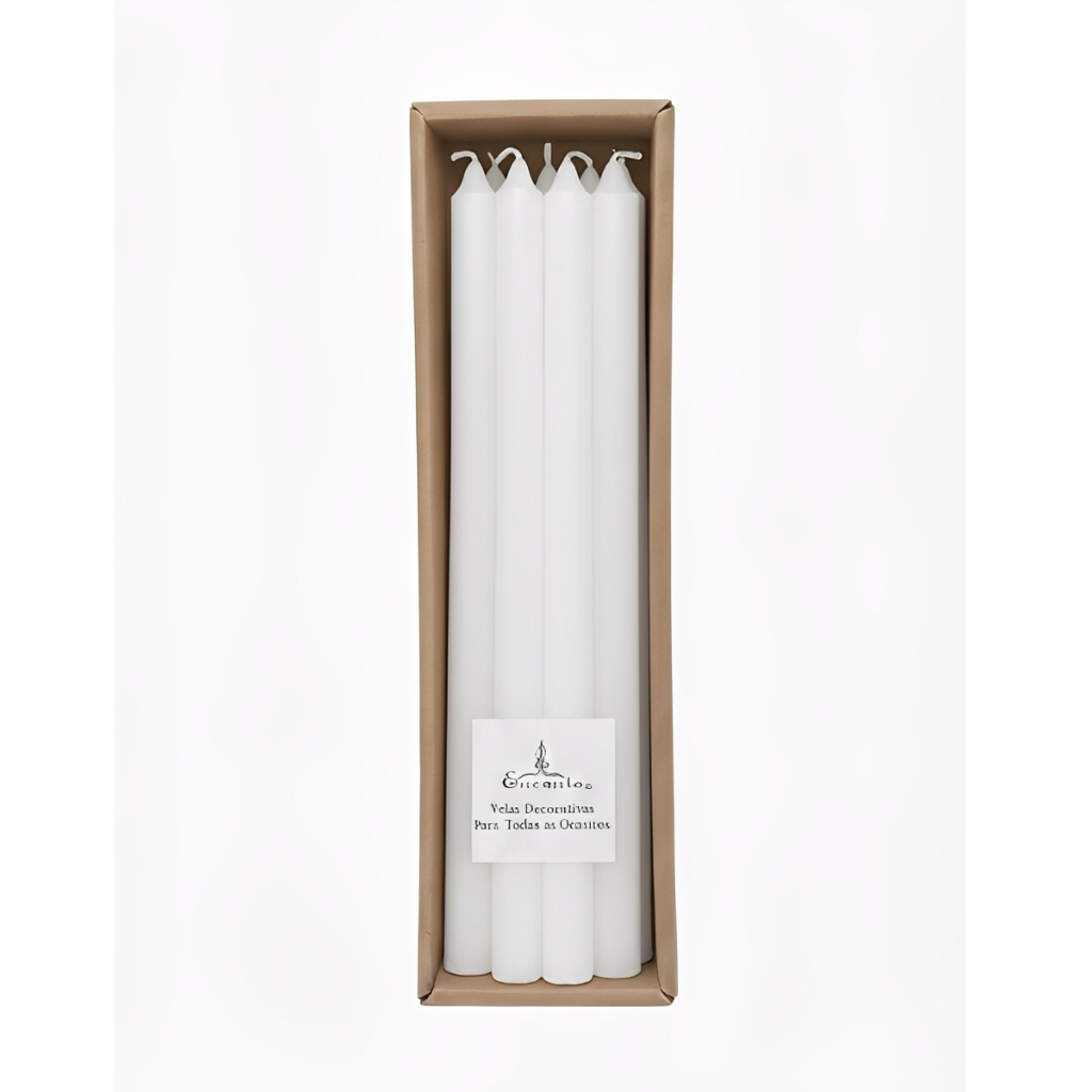 Vela Castiçal Branca 26cm 8 unidades