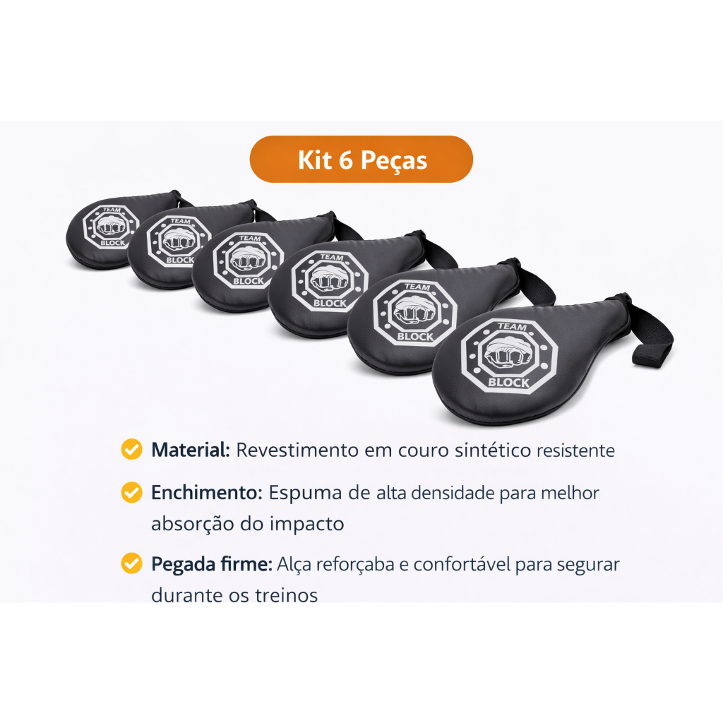 Kit 6 Raquetes de Chute Treino Muay Thai Raquete Chute Alto Taekwondo Chute Alto Artes Marciais