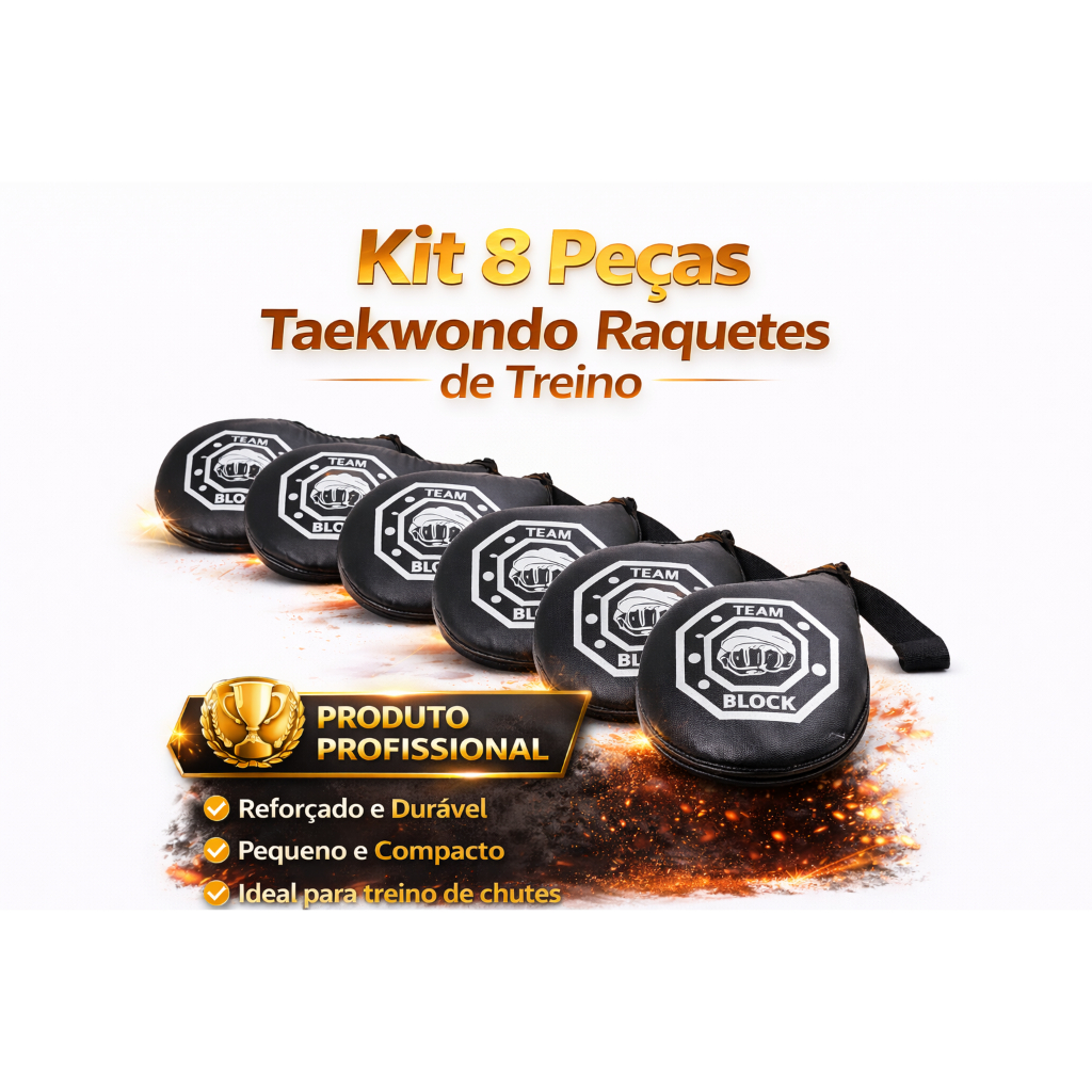 Kit 8 Raquetes de Chute Treino Muay Thai Raquete Chute Alto Taekwondo Chute Alto Artes Marciais