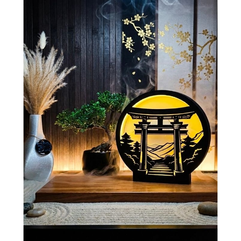 Imagem Luminária LED Japonesa Torii Gate - Abajur Decorativo Zen Efeito 3D LED