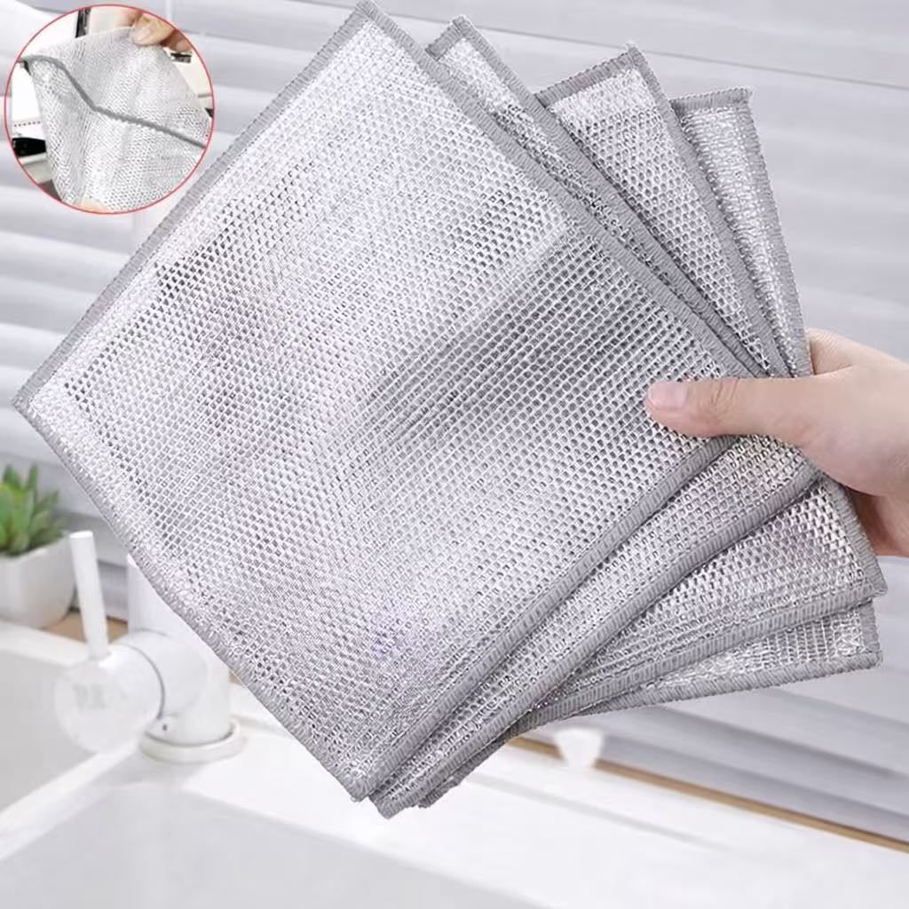 Imagem Kit 6/12/20 Pano de Limpeza Multiuso Metálico Aço Premium Cozinha Pia Fogão Arear Panela Tira Gordura Reutilizável