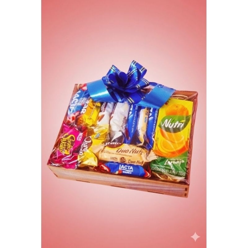cestas de presente varios temas com  chocolates em Oferta na Shopee