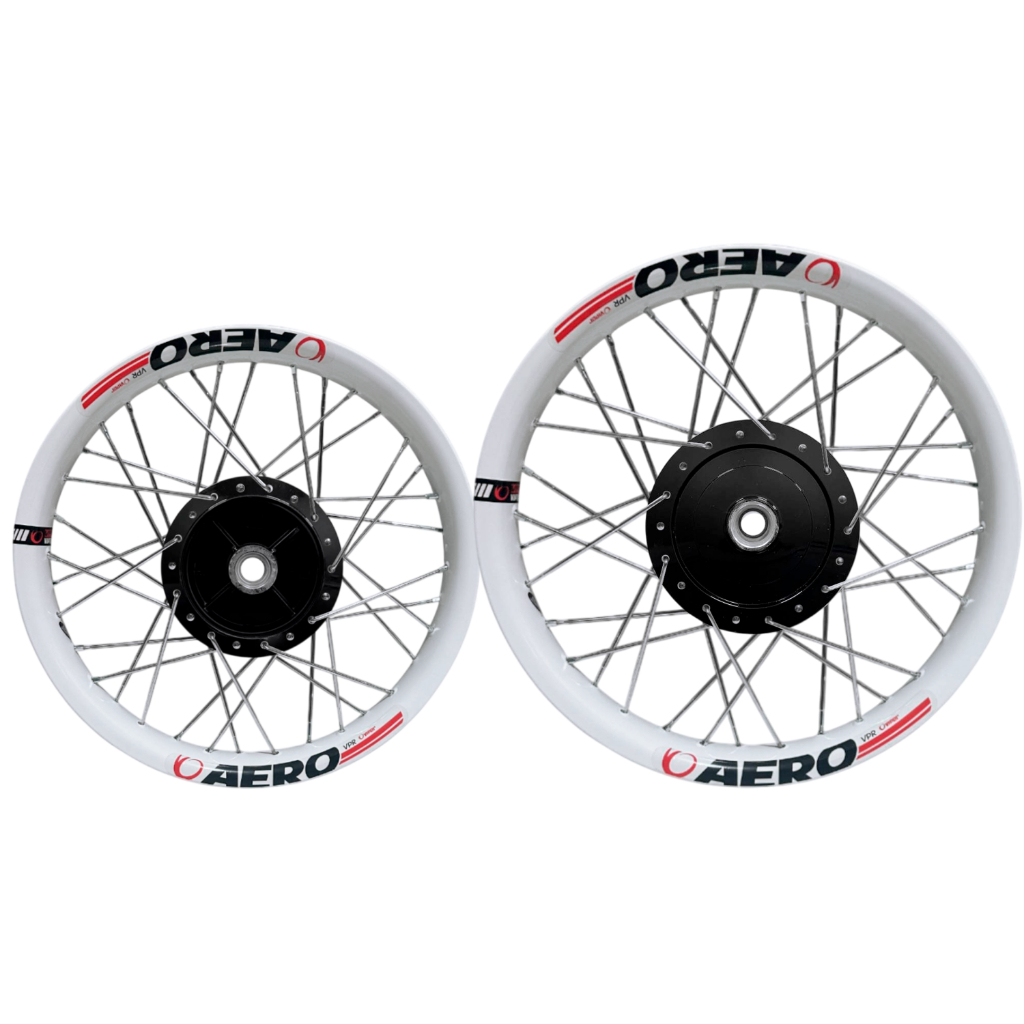 Par De Rodas Aros Aero Branco Cubo Preto Biz 100 110i 125