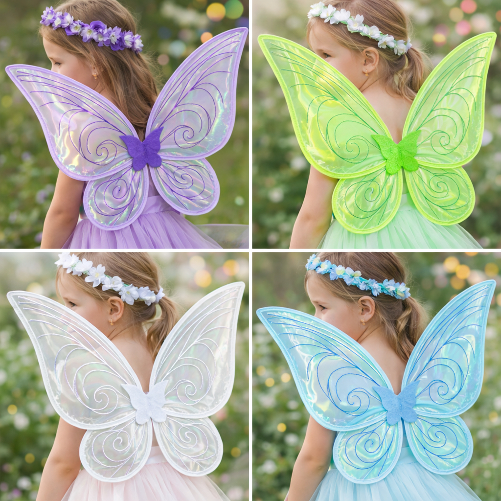 Asas de Fada Borboleta Elfo Holografica Infantil e Adulto para Fantasia Eventos Carnaval
