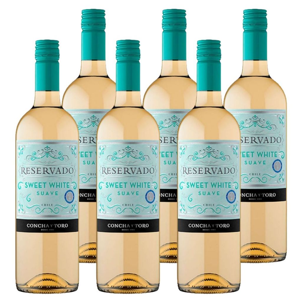 Box 6 Vinhos Chileno Concha Y Toro Reservado Sweet Branco 750ml em Oferta na Shopee