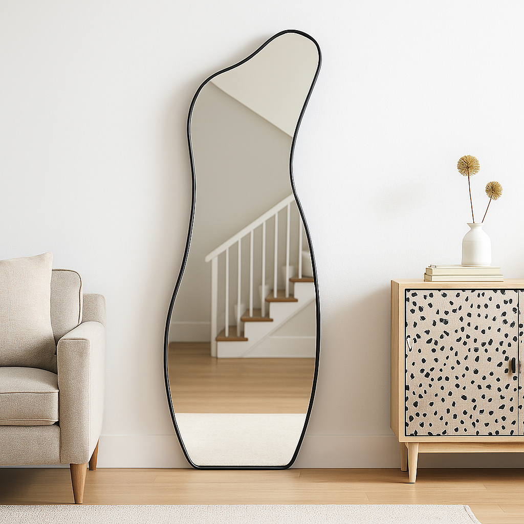 Espelho Orgânico Grande Corpo Inteiro 110x50cm – Modelo Curva Decorativo de Parede em Oferta na Shopee