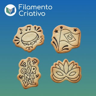 Cortadores de Biscoito Carnaval Brasileiro Bandeira Brasil Pandeiro Máscara
