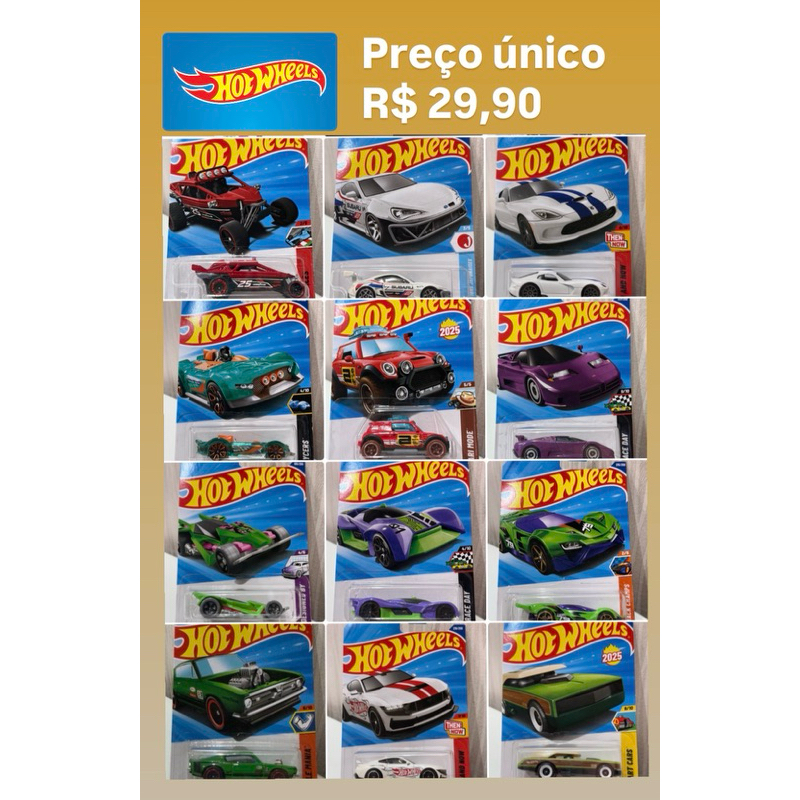 Lote L 2025 de Carrinhos Hot Wheels McLaren - Ford Mustang - Honda Civic e outros Diversos Modelos!
