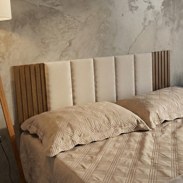 Kit 12 Placas de Cabeceira Modular Autocolante + Painel MDF Ripado Cama Casal King - ENVIO IMEDIATO em Oferta na Shopee