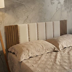 Kit até 12 Placas de Cabeceira Modular Autocolante + Painel MDF Ripado Cama Casal King - ENVIO IMEDIATO