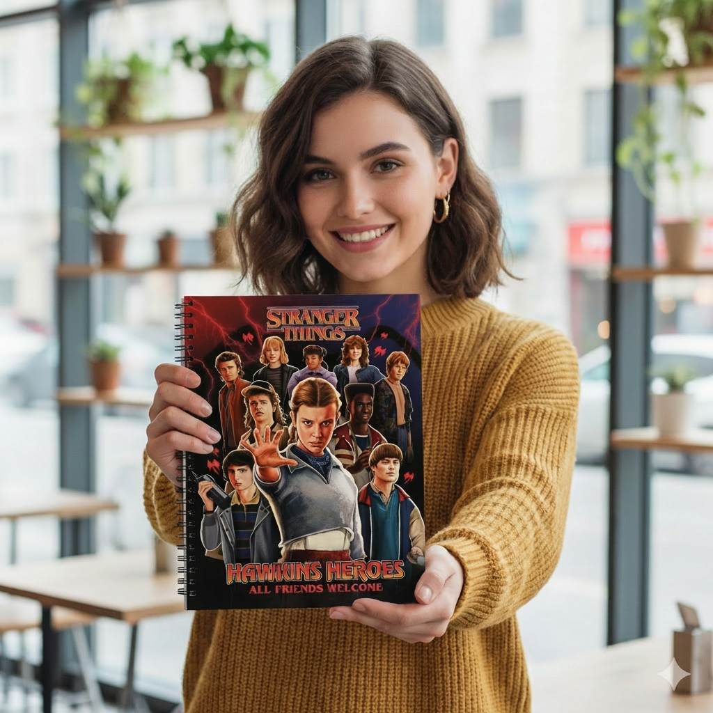 Caderno Capa Dura Coleção Séries | Stranger Things | Vampire Diaries | Wandinha | Friends