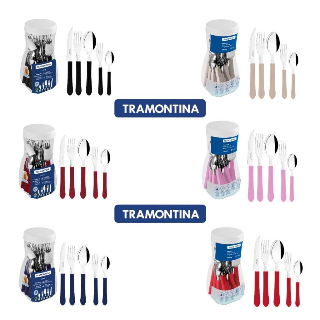 JOGO DE TALHERES FAQUEIRO TRAMONTINA  20 PEÇAS AÇO INOX-LEME em Oferta na Shopee