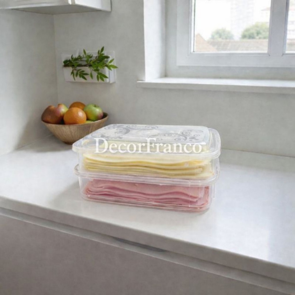 Porta Frios Duplo Plástico 2 Compartimentos Empilhável Queijo Presunto Mortadela