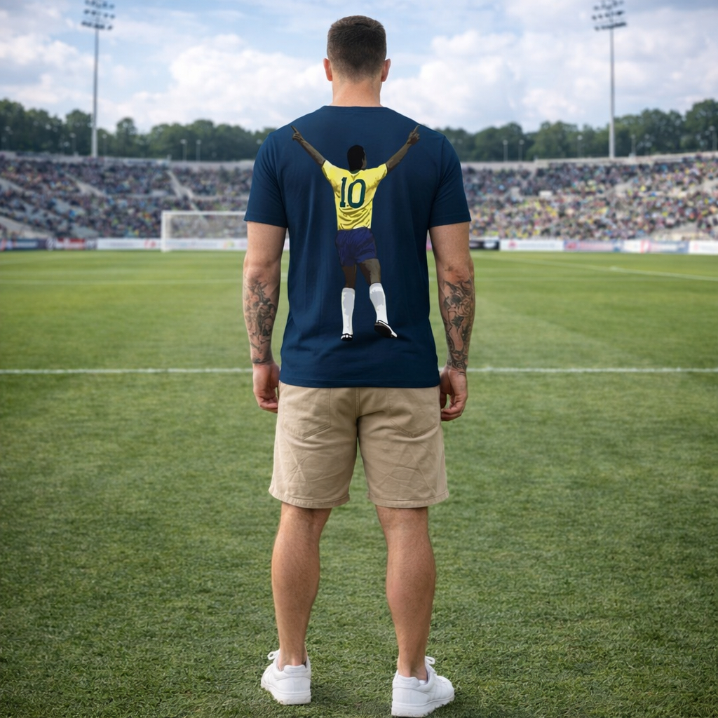 Camisa Camiseta  Estampada Torcedor Futebol Pelé BRASIL Copa do Mundo 2026 T-shirt  Unissex Hexa Azul Marinho