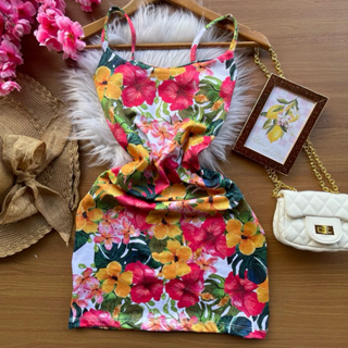 Vestido Tubinho Feminino de Alça Estampado moda gringa 049s em Oferta na Shopee