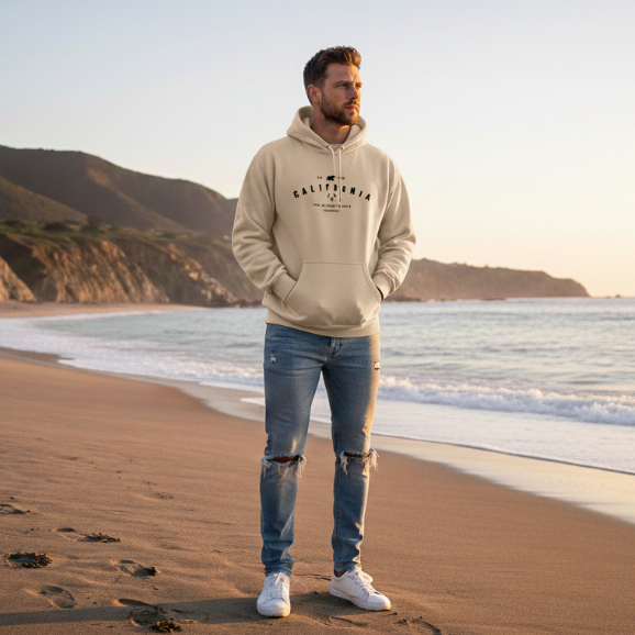 MOLETOM CANGURU MASCULINO ESTAMPADO CALIFORNIA DIA A DIA INVERNO FRIO FLANELADO PASSEIO LAZER ESCOLA