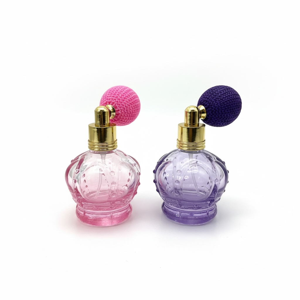 Kit de 1 Mini Porta Perfume Vidro 15ml - Rosa ou Roxo