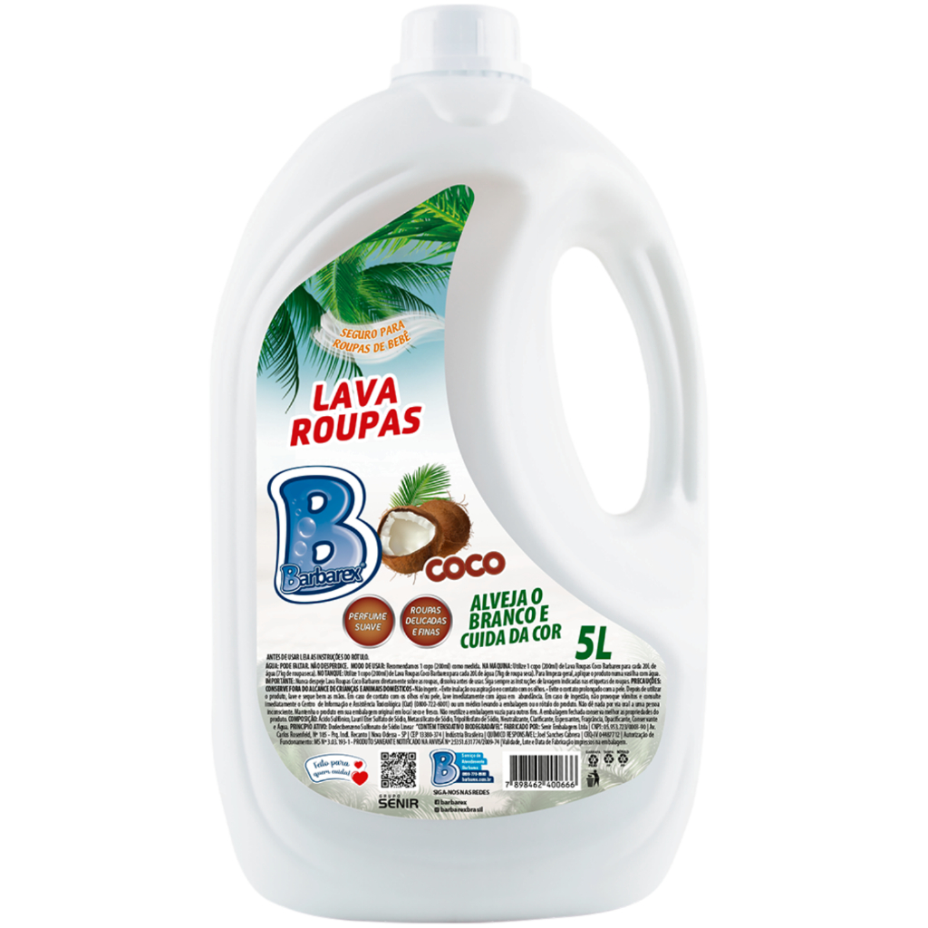 Lava Roupas Economico Bebe Sabão Líquido Coco Barbarex 5 Lts em Oferta na Shopee