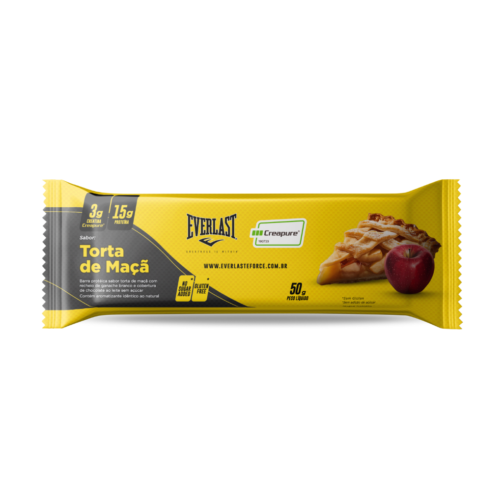 Barra de Proteína - Sabor Torta de Maça Com Creapure - 8 Unidades Everlast Suplementos em Oferta na Shopee
